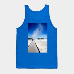 Tourists Watching Fountain and Morning Geysers Yellowstone Wyoming Tank Top